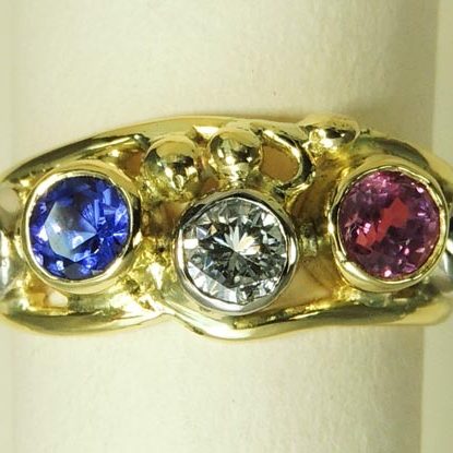 Tanzanite Pink Sapphire Ring - Joanna Thomson Jewellery, Peebles, Scotland