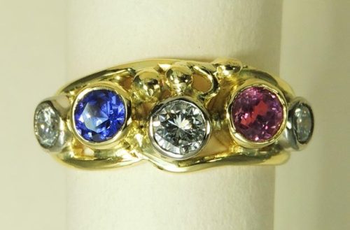 Tanzanite Pink Sapphire Ring - Joanna Thomson Jewellery, Peebles, Scotland
